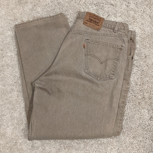 Vintage Levi's Orange Tab Mens 550 Size 40x30 Relaxed Fit Khaki Tan Jeans Great! - Picture 1 of 7